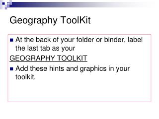 Geography ToolKit