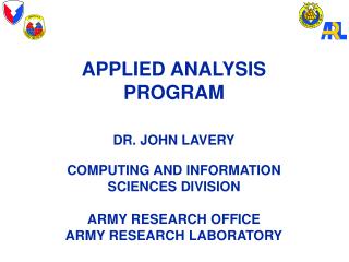 APPLIED ANALYSIS PROGRAM DR. JOHN LAVERY COMPUTING AND INFORMATION SCIENCES DIVISION
