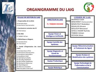 CELLULE DE GESTION DU LAIG 1. Responsables de la cellule Dr Kechida Sihem