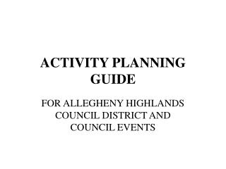 ACTIVITY PLANNING GUIDE