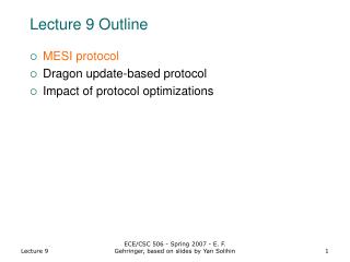 Lecture 9 Outline