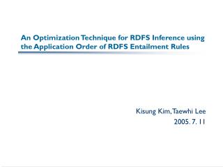 An Optimization Technique for RDFS Inference using the Application Order of RDFS Entailment Rules