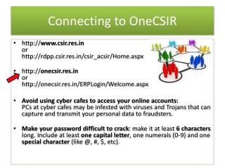 Connecting to OneCSIR