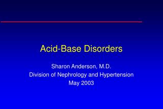 Acid-Base Disorders