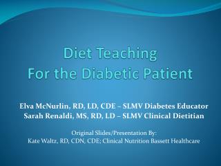 Diet Teaching For the Diabetic Patient