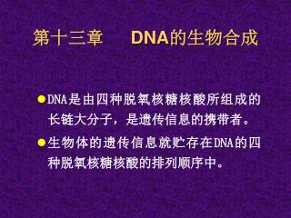 第十三章 DNA 的生物合成