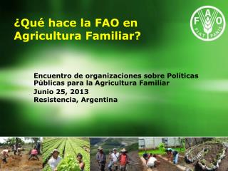 ¿Qué hace la FAO en Agricultura Familiar?