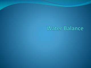 Water Balance