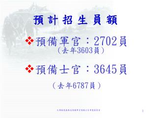 預 計 招 生 員 額