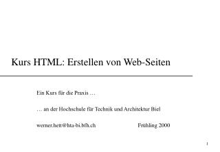 Kurs HTML: Erstellen von Web-Seiten