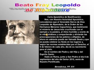 Carta Apostólica de Beatificación: