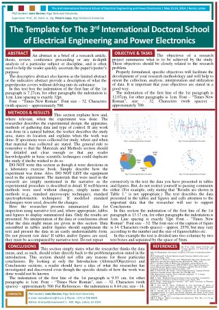 The Template for The 3 rd International Doctoral School