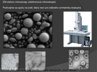 EM eletron microscopy (elektronová mikroskopie)