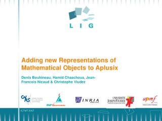 Adding new Representations of Mathematical Objects to Aplusix