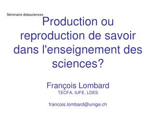 Séminaire didasciences