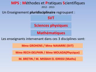 MPS : M éthodes et P ratiques S cientifiques 2012 - 2013