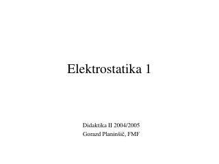 Elektrostatika 1