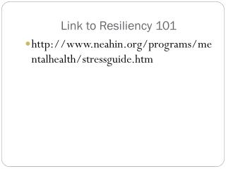 Link to Resiliency 101