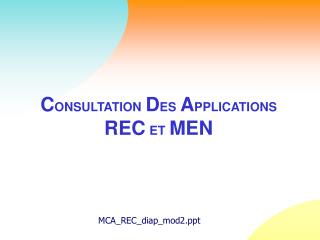 C ONSULTATION D ES A PPLICATIONS REC ET MEN