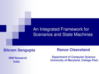 An Integrated Framework for Scenarios and State Machines