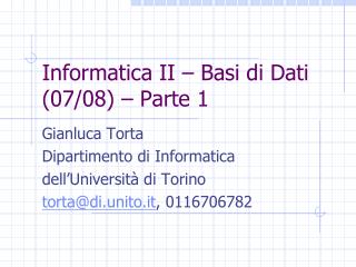 Informatica II – Basi di Dati (07/08) – Parte 1