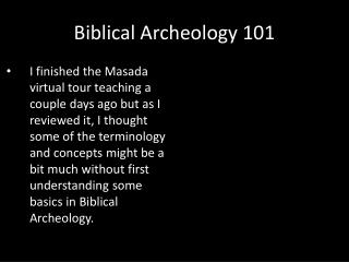 Biblical Archeology 101