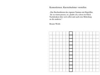 Kennenlernen: Kursteilnehmer vorstellen „Das Buchstabieren des eigenen Namens mit Begriffen,