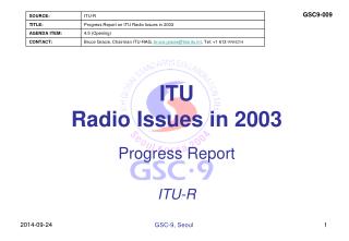 ITU Radio Issues in 2003