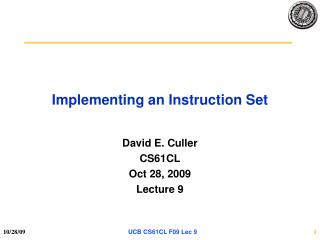 Implementing an Instruction Set