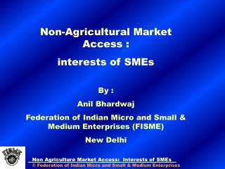 Non-Agricultural Market Access : interests of SMEs By : Anil Bhardwaj