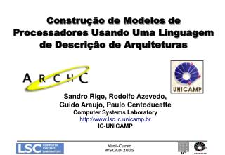 Construção de Modelos de Processadores Usando Uma Linguagem de Descrição de Arquiteturas