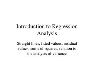 Introduction to Regression Analysis