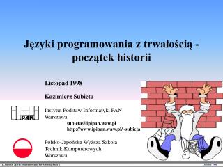 Języki programowania z trwałością - początek historii