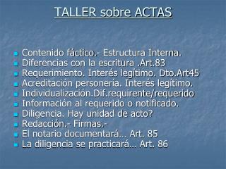 TALLER sobre ACTAS