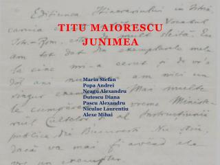 Titu Maiorescu Junimea