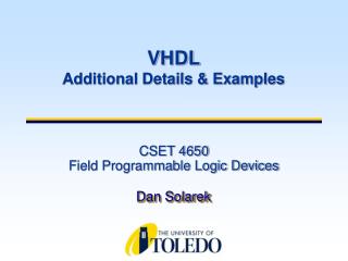 CSET 4650 Field Programmable Logic Devices