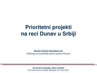 Prioritetni p rojekti na reci Dunav u Srbiji