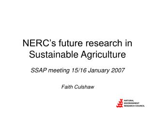 NERC’s future research in Sustainable Agriculture