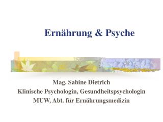 Ernährung &amp; Psyche