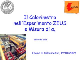 Il Calorimetro nell'Esperimento ZEUS e Misura di α s Valentina Sola