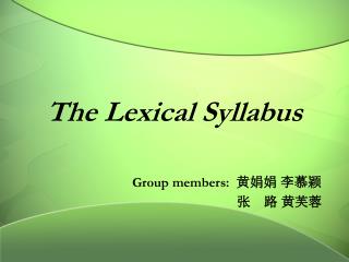 The Lexical Syllabus