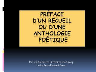 Préface d’un recueil ou d’une anthologie poétique