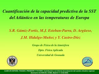 Cuantificación de la capacidad predictiva de la SST del Atlántico en las temperaturas de Europa