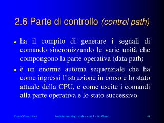 2.6 Parte di controllo (control path)