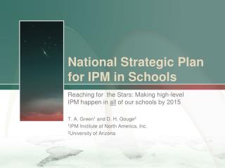 National Strategic Plan for IPM in Schools