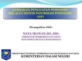 DIREKTORAT JENDERAL PEMBERDAYAAN MASYARAKAT DAN DESA KEMENTERIAN DALAM NEGERI