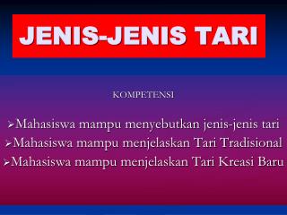 JENIS-JENIS TARI