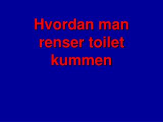 Hvordan man renser toilet kummen