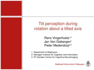 Tilt perception during rotation about a tilted axis Rens Vingerhoets 1,2 Jan Van Gisbergen 1