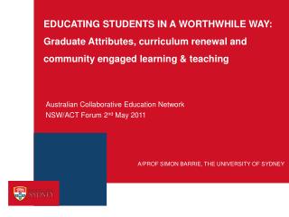 Australian Collaborative Education Network NSW/ACT Forum 2 nd May 2011